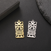 Pendentif Masque de Clown Creux en Acier Inoxydable Plaqué Or PVD pour Hommes et Femmes, Accessoire de Bijouterie pour Collier et Bracelet