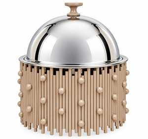 Plat de service chauffant décoratif en acier inoxydable avec couvercle pour présentation de buffet de mariage ou de fête - Product Image 1