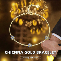 Luxuriöses 18K Gold CZ Zirkon Geburtsblumen-Charm-Armband, Rhodium 925 Silber Anlauffreie Wasserdichte Herrenkette