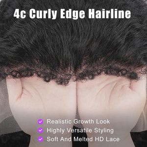 Parrucche di capelli umani ricci afro kinky 4C con bordi naturali, frontale in pizzo HD 13x4 <span class=keywords><strong>trasparente</strong></span> senza colla, all'ingrosso, prodotte in fabbrica - Product Image 5