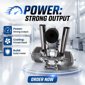 Nuovo Motore a Benzina 120cc a Due Tempi Bicilindrico Raffreddato ad Aria 12HP Euro3 con Avviamento Elettrico, Alta Produttività, per Aerei <span class=keywords><strong>RC</strong></span> ad Ala Fissa - Product Image 1