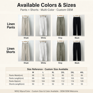 <span class=keywords><strong>Pantaloni</strong></span> da <span class=keywords><strong>Uomo</strong></span> in <span class=keywords><strong>Lino</strong></span> 100% Design Europeo Vestibilità Ampia Vita Elastica Peso Medio Fronte Piatto Eco-Friendly Stile Urbano Servizio OEM - Product Image 3