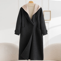 Nouveau manteau d'hiver pour femme, élégant, décontracté, confortable et chaud, en laine, avec capuche, 100% laine, long, coupe-vent, boutonné