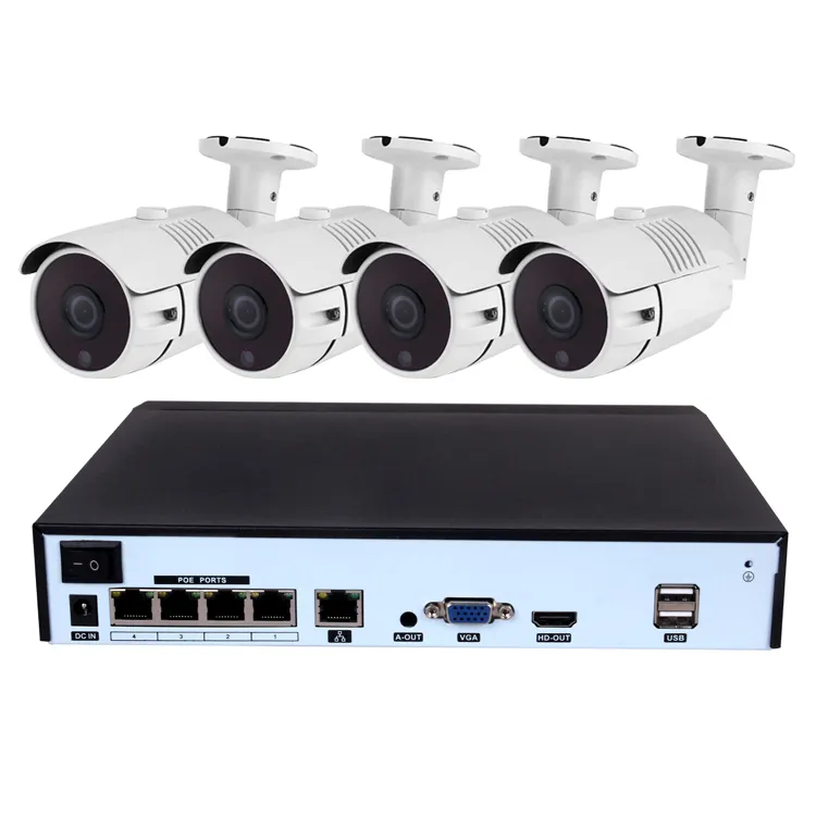 H.265 Home Security CCTV System 3MP 4CH IP Camera Nvr PoE Set