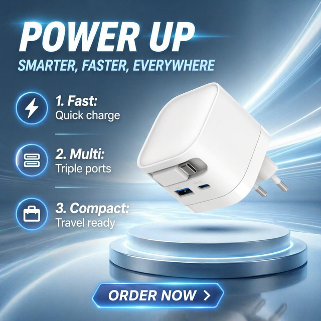 High Power Output Travel Portable EU USB-C 35W Fast Charging Fireproof GaN Power Supply Adapter Cable for Mobile Phones