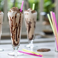 Pailles à boire en plastique biodégradables jetables pour thé Boba Long Drink Canudo pour les fêtes