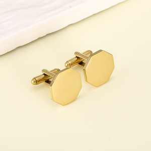 2025 High Quality Men Style Metal Stainless Steel Plain Custom Shiny 18MM <strong>Octagon</strong> <strong>Cufflinks</strong> Blank Cuff Link for Men Luxury - Product Image 6