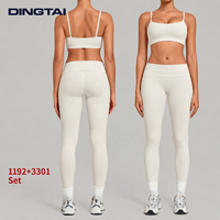 Ensemble de sport deux pièces Dingtai rembourré à col carré et double bretelle, avec leggings froncés à taille repliable pour femme