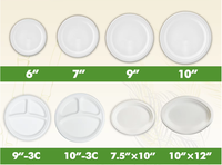 Assiette Ronde Jetable en Bagasse Biodégradable et Compostable de 9 Pouces pour Fêtes, Certifiée BPI pour Restaurants et Hôtels
