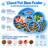 Tapis d'alimentation pour chien et chat en silicone en forme de nuage, personnalisable OEM ODM, avec bol amovible pour animaux de compagnie, set de table coloré pour animaux de compagnie