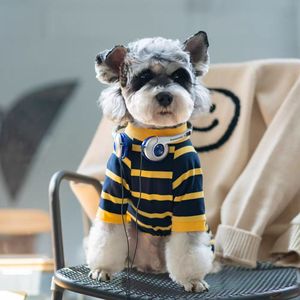 Tuta Estiva a Righe Traspirante Anti-Perdita di Pelo con Cappuccio a Quattro Zampe per Cani e Gatti, Maglietta Base Morbida ed Elastica per il Relax - Product Image 6