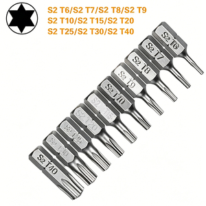 Jeu <span class=keywords><strong>de</strong></span> tournevis <span class=keywords><strong>Torx</strong></span> T6 T7 T8 T9 T10 T15 <span class=keywords><strong>de</strong></span> 1 pouce, en acier S2, avec <span class=keywords><strong>embout</strong></span> hexagonal <span class=keywords><strong>de</strong></span> 1/4 pouce (6,35 mm), pour outils électriques - Product Image 1