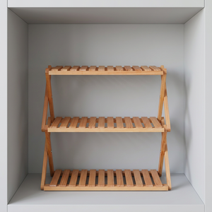 Multipurpose 3-Tier Folding Wooden <b>Storage</b> <b>Rack</b> - Minimalist Plant Stand & <b>Shoe</b> Organizer - Product Image 3