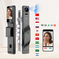 Cerradura Inteligente para el Hogar con Reconocimiento Facial Totalmente Automático, Llave de Huella Digital, Desbloqueo Remoto, Aplicación Tuya, Puerta de Villa, Wi-Fi, Grado C, Aluminio