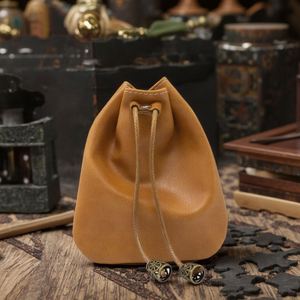 Modern Brown PU Leather Embossed Drawstring <b>Dice</b> <b>Bag</b> Mini Square Packaging Promotional Pouch for DND RPG - Product Image 1