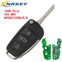 Llave de Coche Remota Plegable XNRKEY de 3 Botones con Chip ID48 433MHz para A2 A3 S3 TT A4 S4 Cabrio Quattro Avant 2005-2013 PN 8P0837220D