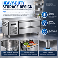 Peralatan Katering Kulkas Meja Kerja Berpendingin Udara Freezer Komersial Freezer Restoran Chef Base Baja Tahan Karat 201 4-Pintu