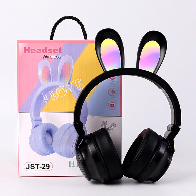 Wholesale OEM Cute Rabbit Ear Over-ear Wireless Gaming Headset Headphones for Girls Children Gifts