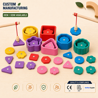 Mainan Pancing Magnetik Kayu Montessori Kustom untuk Balita, Permainan Mencocokkan Bentuk dan Warna, Set Balok Susun Edukatif STEM