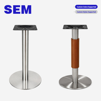 Pieds de table en métal argenté moderne en acier inoxydable, vente directe usine SEM, installation facile pour tables en verre ou marbre