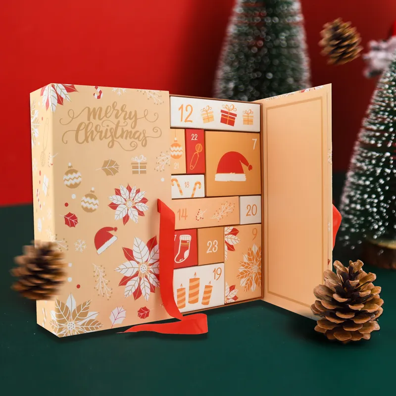 Индивидуальный Рождественский Адвент календарь 24 дня коробка розовый обратный отсчет пустой Адвент календарь коробка с сахаром 12 дней