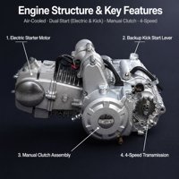 Moteur de moto complet 150cc refroidi par air, démarrage électrique et à manivelle, embrayage – Fourniture en gros pour fabricants