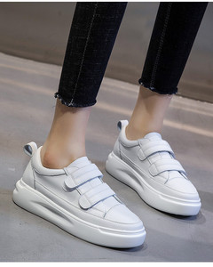 Autumn White Korean Casual Flat <strong>Shoes</strong> for <strong>Women</strong> Breathable Thick Soled Height Increasing Light Weight Lighted for <strong>Velcro</strong> - Product Image 5