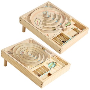 Jeu de table éducatif en bois pour enfants : circuit de billes avec comptage des points, jeu de compétition pour l'entraînement de la coordination œil-main - Product Image 3