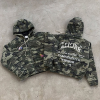 YSJY OEM Streetwear Sweat-shirt personnalisé brodé, coupe ample, zippé, oversize, effet vieilli, camouflage, veste de travail à capuche pour homme