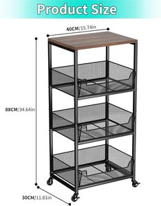 Wholesale Metal 2-5 Layer Rotating Utility Trolley <b>Kitchen</b> <b>Storage</b> <b>Rack</b> Organizer Wheels Standing Type Eco-Friendly Non-folding - Product Image 6