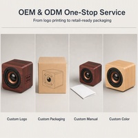 Speaker Nirkabel Mini Kubus Kayu Retro Portabel 3W Full Range Bass Reflex untuk Dekorasi Meja Kantor Rumah dan Hadiah Liburan