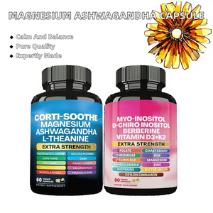 Capsule di Magnesio con Ashwagandha e <span class=keywords><strong>L</strong></span>-Teanina, 60 Capsule, Migliora Concentrazione e Stato Emotivo, OEM ODM - Product Image 2