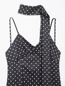 ZEVITY Robe longue chic pour femme, imprimé pois, dos nu, style écharpe, sexy, Vestidos Robe Mujer, Dropshipping - Product Image 3