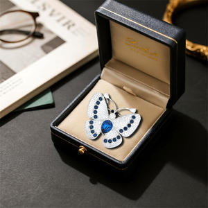 Pin logam kupu-kupu kustom bros berlian imitasi hewan Eropa kerah Lapel Enamel lencana merek mode perhiasan Aksesori hadiah liburan - Product Image 6