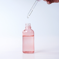 Flacons en verre transparent rose pour sérum, huile corporelle, cosmétiques, avec compte-gouttes rose doré, vides, 5, 10, 15, 20, 30, 50, 100 ml