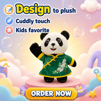 Peluche Panda Personnalisée YMM Écologique, Costume Traditionnel Chinois Vert à Motifs Floraux, Rembourrée en Coton PP, Poupée en Peluche pour Enfants