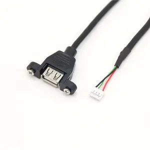 50cmブラックPH2.04P-USB2.0メスパネルマウントケーブル