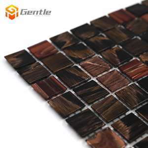 327*327 Mm Lưới-Monuted Vuông Nóng Chảy Khảm 20*20*4 Mm Vuông Hỗn Hợp Màu Nâu bóng Kính Thủy Tinh Trang Trí Tường <span class=keywords><strong>Mosaic</strong></span> - Product Image 3