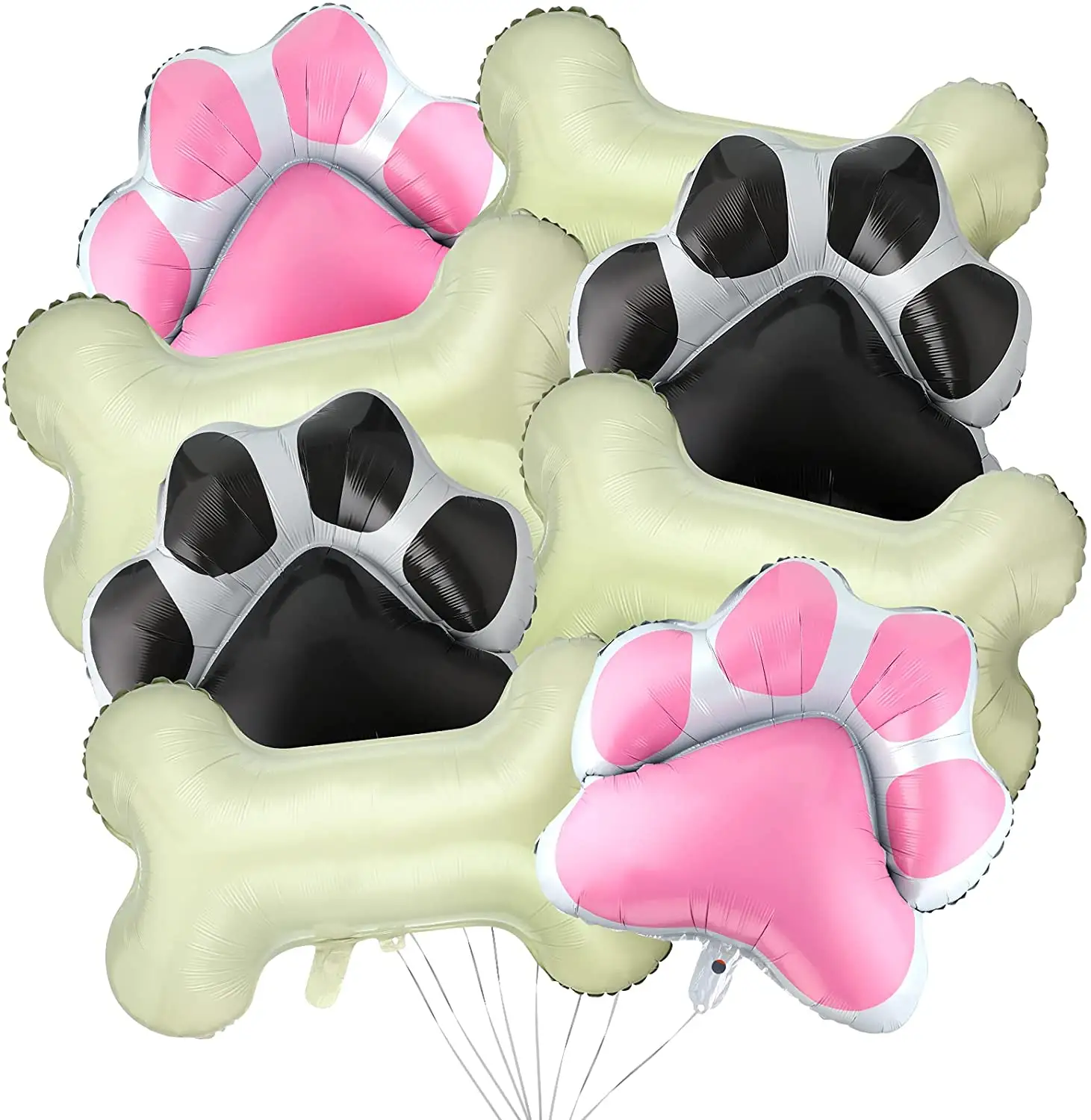Köpek doğum günü parti balonlar seti köpek tema parti dahil gri pembe köpek pençe baskı balonlar ve köpek kemik balonlar evcil hayvan