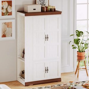 Bền Phòng Ngủ Armoire Tủ Quần Áo Với 4 MDF Cửa Freestanding Đồ Nội Thất Nhà Mở Ngăn Cho Quần Áo Lưu Trữ - Product Image 2