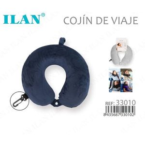 Cuscino da viaggio Ilan in memory foam blu navy, supporto per il collo per dormire in aereo e in auto - Product Image 1