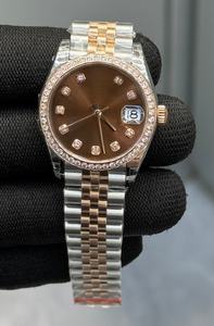 Reloj mecánico automático de lujo con bisel de diamantes y cristal de zafiro de alta calidad para hombre y mujer, esfera de 31 mm - Product Image 4