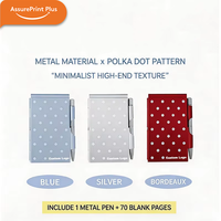 Mini carnet de notes à couverture rigide en métal à pois, format poche, portable, bloc-notes rapide, coffret cadeau, logo personnalisé