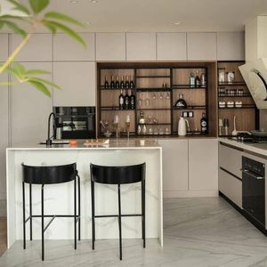 Custom Modern Modular L Shaped Kitchen Cabinet High Gloss Lacquer Finish Acrylic Plywood <strong>Doors</strong> Soft Close Hinges Faucet Marble - Product Image 2