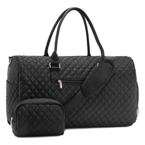 Fashionable Quilted Weekend Travel Duffle <b>Bag</b> Canvas with Zipper Closure In-Stock Wash <b>Bag</b> Shoes Compartment Fitness Belt - Product Image 6