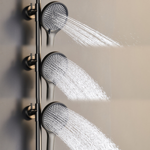 Ensemble <span class=keywords><strong>de</strong></span> <span class=keywords><strong>douche</strong></span> moderne <span class=keywords><strong>en</strong></span> laiton robuste, finition gris foncé brossé, 3 fonctions, avec barre <span class=keywords><strong>de</strong></span> <span class=keywords><strong>douche</strong></span> réglable - Product Image 4