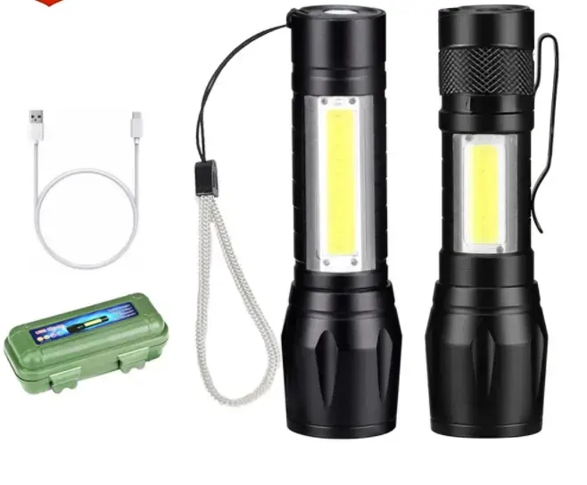 Портативный тактический мини-фонарик COB, масштабируемый водонепроницаемый светодиодный USB Перезаряжаемый Фонарик