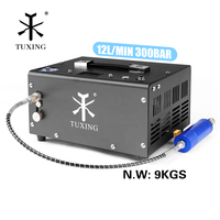 Compresseur d'air PCP 12V sans huile TUXING, mini, 30mpa/4500psi/300bar, arrêt automatique, refroidissement par ventilateur, pour tir en extérieur et chasse