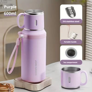 Termo de Acero Inoxidable de Gran Capacidad (600 ml) con Asa, Tapa con Filtro de Malla Moderna, para Niños, Uso en Exteriores y Regalos - Product Image 6