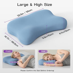 Oreiller de refroidissement ergonomique en mousse à mémoire de forme souple et incurvée pour le cou cervical dormeur latéral breveté pour une chambre à coucher confortable - Product Image 3